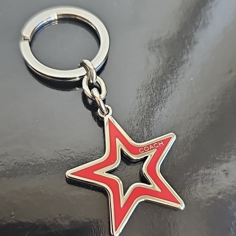 Coach NWOT Red and Silver Star Keychain Bag Charm